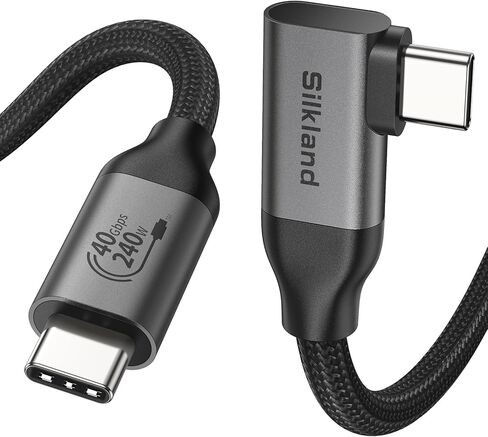 Silkland USB 4 Cable Right Angle 90 Degree for Thunderbolt 4 Cable 3.3FT, 40Gbps Data Transfer, 8K/5K/4K@60Hz Monitor Cable, 240W Fast Charging Compatible for MacBook, iPhone 16, iPad, Docking, SSD in Kuwait