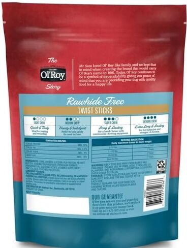 O -Roy Rawhide Free Twist Sticks with Peanut Butter, 50 Count in Saudi Arabia
