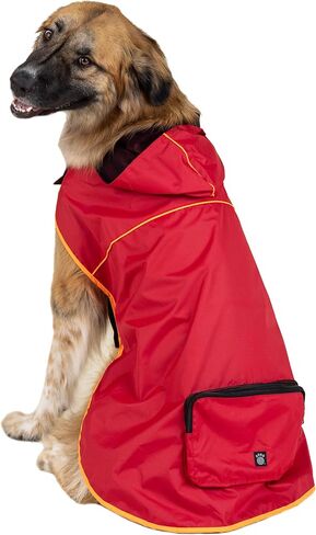 PetRageous 24201XXL Banff Packable Dog Rain Jacket in XXL, Red in Saudi Arabia