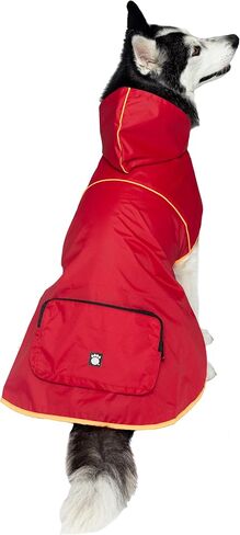 PetRageous 24201XXL Banff Packable Dog Rain Jacket in XXL, Red in Saudi Arabia