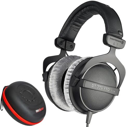 مجموعة سماعات الرأس Beyerdynamic DT 770 Pro X ذات الإصدار المحدود فوق الأذن مع حافظة سماعة الرأس الاحترافية ذات الهيكل الصلب من Deco Gear كاملة الحجم in Kuwait