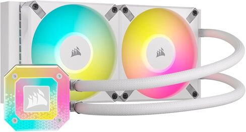 Corsair iCUE H100i Elite CAPELLIX XT Liquid CPU Cooler - Two AF120 RGB Elite Fans - 240mm Radiator - Intel® LGA 1700, 1200, 115X, 2066, AMD® AM5, AM4 - Included iCUE Commander CORE - White (Renewed) in Saudi Arabia
