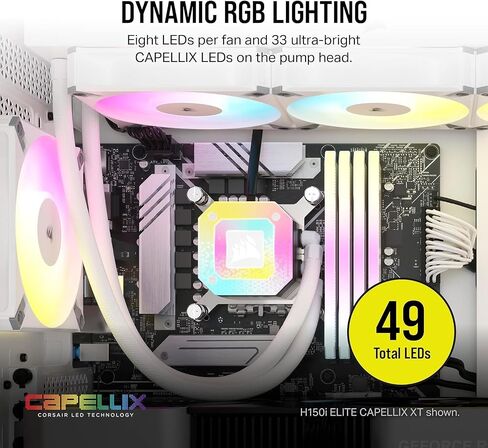 Corsair iCUE H100i Elite CAPELLIX XT Liquid CPU Cooler - Two AF120 RGB Elite Fans - 240mm Radiator - Intel® LGA 1700, 1200, 115X, 2066, AMD® AM5, AM4 - Included iCUE Commander CORE - White (Renewed) in Saudi Arabia