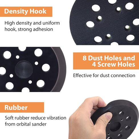 5" Hook and Loop Sander Pad, Replacement Sander Pad for Ridgid R2600, R2601 Random Orbit Sanders, 5 Inch 8 Hole Replacement Sanding Pad (2 Pack) in Saudi Arabia