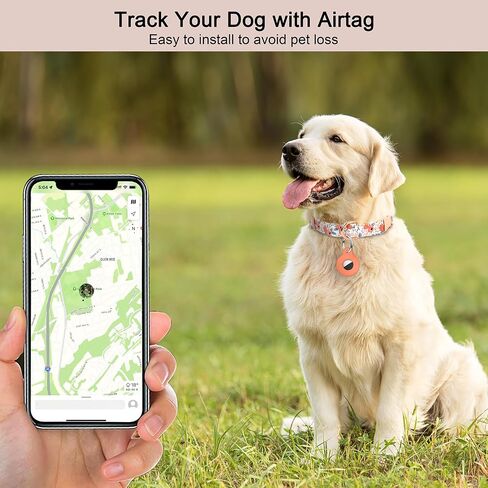 AirTag Dog Collar,Adjustable Dog Collars with AirTag Holder,Cute Puppy Collars with Metal Buckle, Soft Padded Blue Flower Patterns Pet Collar for Small Medium Large Dogs in Kuwait