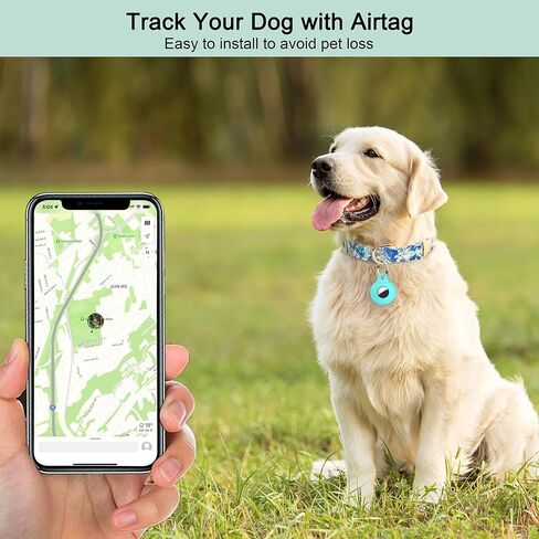 AirTag Dog Collar,Adjustable Dog Collars with AirTag Holder,Cute Puppy Collars with Metal Buckle, Soft Padded Blue Flower Patterns Pet Collar for Small Medium Large Dogs in Kuwait