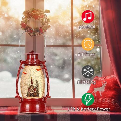 كرات ثلج عيد الميلاد مع الموسيقى، ثلج سنو غلوب فانوس 6H الموقت مضاءة فانوس عيد الميلاد لزينة عيد الميلاد in Kuwait