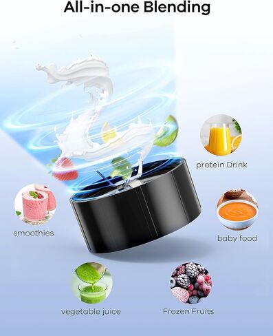 Ganiza Smoothie Blenders, 14Pcs Personal Blender for Shakes and Smoothies for Kitchen with 3 Portable Blender Cups (1x24oz & 2X17oz), Single Serve Smoothies Maker for Juices, Nutritious Recipe in Kuwait