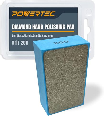 POWERTEC Diamond Hand Polishing Pads Assorted 60/100/ 200/400 Grits 4 Pack, Diamond Sanding Block for Polishing and Grinding Porcelain, Ceramic Tile, Glass, Granite, Stone, Wood & Metal (71907V) in Saudi Arabia