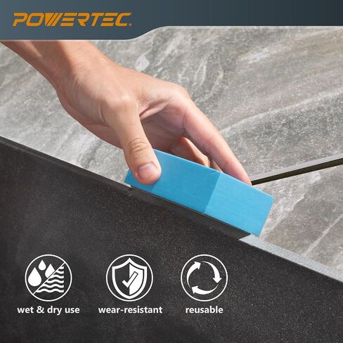 POWERTEC Diamond Hand Polishing Pads Assorted 60/100/ 200/400 Grits 4 Pack, Diamond Sanding Block for Polishing and Grinding Porcelain, Ceramic Tile, Glass, Granite, Stone, Wood & Metal (71907V) in Saudi Arabia