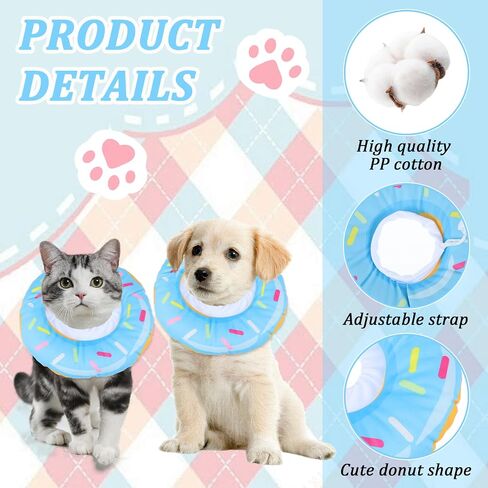 Soft Cat Cone Collar, Adjustable Cat Cones to Stop Licking Cute Cat Recovery Collar, Lightweight Elizabethan Collar for Cats, Comfortable Kitten Donut Collar Neck Pillow After Surgery Wound Protector in Saudi Arabia