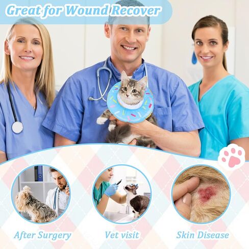 Soft Cat Cone Collar, Adjustable Cat Cones to Stop Licking Cute Cat Recovery Collar, Lightweight Elizabethan Collar for Cats, Comfortable Kitten Donut Collar Neck Pillow After Surgery Wound Protector in Saudi Arabia