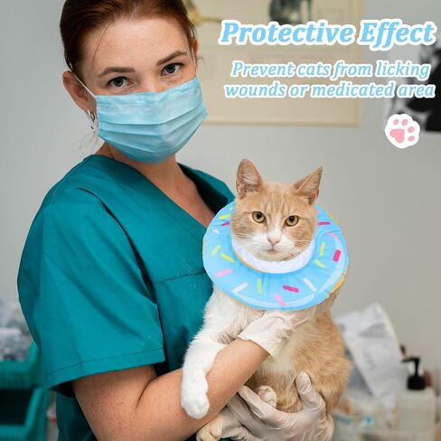 Soft Cat Cone Collar, Adjustable Cat Cones to Stop Licking Cute Cat Recovery Collar, Lightweight Elizabethan Collar for Cats, Comfortable Kitten Donut Collar Neck Pillow After Surgery Wound Protector in Saudi Arabia