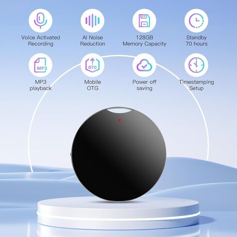 128GB Digital Voice Recorder - Portable Mini Voice Activated Recorder with AI-Triple Noise Reduction, Recording Device MP3 Records for Lectures, Meetings, Interviews in Kuwait