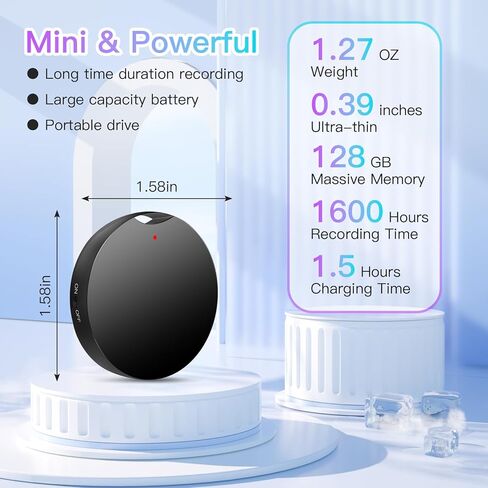 128GB Digital Voice Recorder - Portable Mini Voice Activated Recorder with AI-Triple Noise Reduction, Recording Device MP3 Records for Lectures, Meetings, Interviews in Kuwait