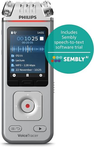 جهاز تسجيل الصوت VoiceTracer DVT4115 من Philips مع تجربة برنامج Sembly AI لتحويل الكلام إلى نص in Saudi Arabia