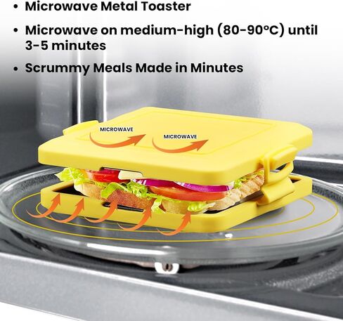 Microwave Toastie Maker, Microwave Sandwich Maker, Microwavable Toastie Maker, Quick Cooking and Easy Cleaning, No Electricity, Wireless (yellow) in Kuwait
