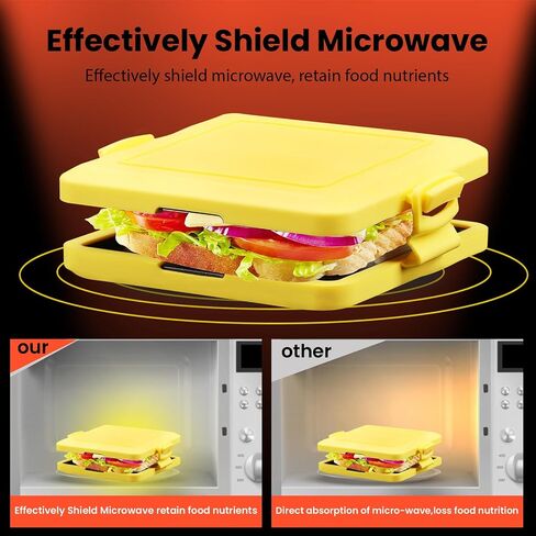 Microwave Toastie Maker, Microwave Sandwich Maker, Microwavable Toastie Maker, Quick Cooking and Easy Cleaning, No Electricity, Wireless (yellow) in Kuwait