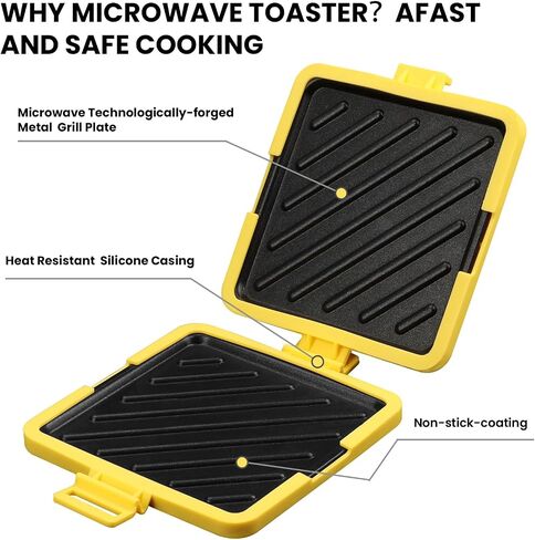 Microwave Toastie Maker, Microwave Sandwich Maker, Microwavable Toastie Maker, Quick Cooking and Easy Cleaning, No Electricity, Wireless (yellow) in Kuwait