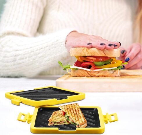 Microwave Toastie Maker, Microwave Sandwich Maker, Microwavable Toastie Maker, Quick Cooking and Easy Cleaning, No Electricity, Wireless (yellow) in Kuwait