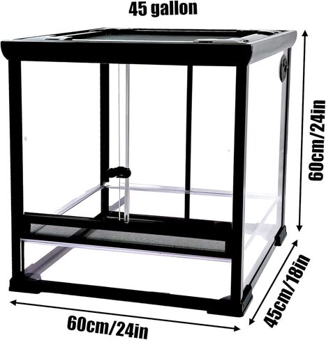 Woyrise Reptile Terrarium 45 Gallon Glass Tank 24" x 18" x 24" Knock-Down Reptile Tank with Front Sliding Door and Top Screen Ventilation Easy Assembly Terrarium in Kuwait