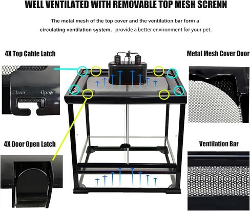 Woyrise Reptile Terrarium 45 Gallon Glass Tank 24" x 18" x 24" Knock-Down Reptile Tank with Front Sliding Door and Top Screen Ventilation Easy Assembly Terrarium in Kuwait