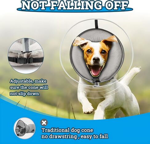 Inflatable Dog Cone Collar, 2-in-1 Dog Cone Alternative with Detachable Anti-Licking Shield, Soft Dog Donut Collar After Surgery, Adjustable Cone for Dogs Does Not Block Vision(XL) in Saudi Arabia