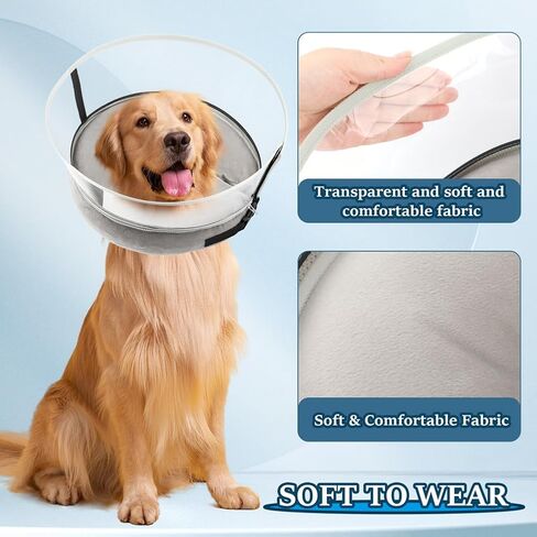 Inflatable Dog Cone Collar, 2-in-1 Dog Cone Alternative with Detachable Anti-Licking Shield, Soft Dog Donut Collar After Surgery, Adjustable Cone for Dogs Does Not Block Vision(XL) in Saudi Arabia