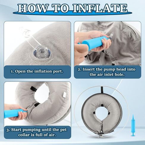 Inflatable Dog Cone Collar, 2-in-1 Dog Cone Alternative with Detachable Anti-Licking Shield, Soft Dog Donut Collar After Surgery, Adjustable Cone for Dogs Does Not Block Vision(XL) in Saudi Arabia