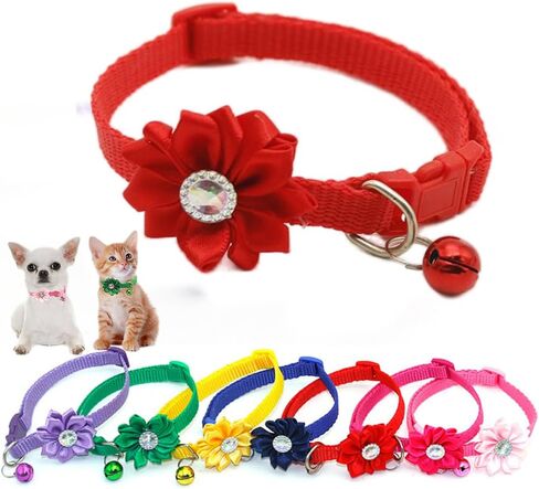 Flower Dog Cat Collar for Small Dogs Girl Cats Cute Floral Female Male Collar for XS S Small Puppy Girl boy Pets Animal ketten Yorkie Purple in Kuwait