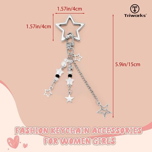 لطيف سلسلة المفاتيح الجمالية سحر سلسلة المفاتيح نجمة القلب الفراولة الوردي لحقيبة المفاتيح in Kuwait