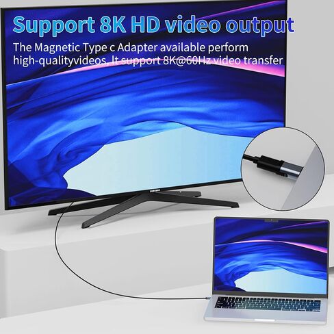 USB-C Adapter, Magnetic USB C Extender, 240W Straight Magnetic USB C Adapter with 4 Connector Tips, 24Pin USB4 40Gbps 8K 60Hz Compatible with Thunderbolt 3/4 MacBook Pro/Air in Saudi Arabia