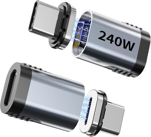 USB-C Adapter, Magnetic USB C Extender, 240W Straight Magnetic USB C Adapter with 4 Connector Tips, 24Pin USB4 40Gbps 8K 60Hz Compatible with Thunderbolt 3/4 MacBook Pro/Air in Saudi Arabia