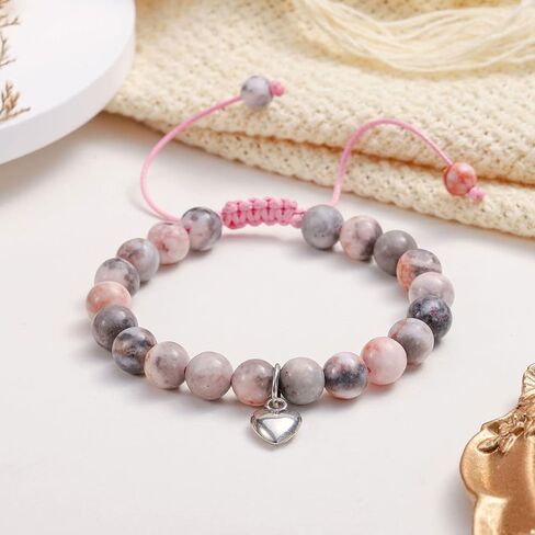WOSCCOWT الحجر الطبيعي الحلو القلب سحر سوار للفتيات ابنة حفيدة مكافأة ابنة ابنة أخت كبيرة عيد ميلاد التخرج هدايا عيد الميلاد in Kuwait