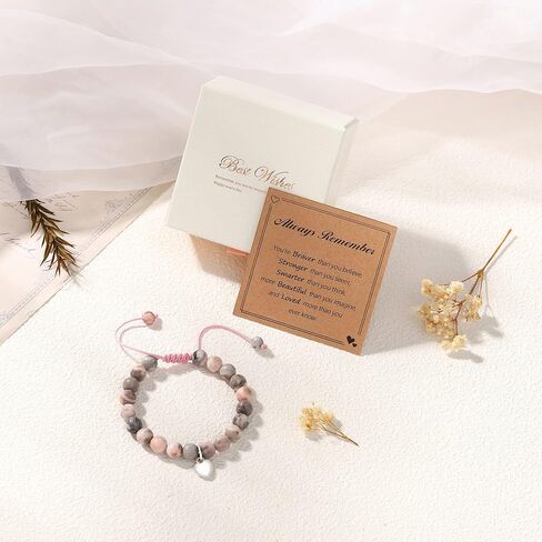 WOSCCOWT الحجر الطبيعي الحلو القلب سحر سوار للفتيات ابنة حفيدة مكافأة ابنة ابنة أخت كبيرة عيد ميلاد التخرج هدايا عيد الميلاد in Kuwait