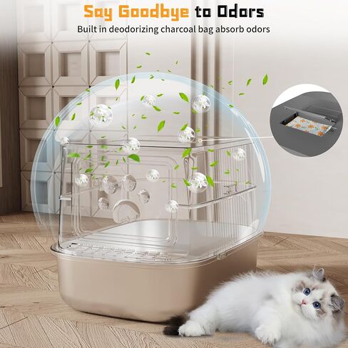 Erinaik Stainless Steel Cat Litter Box with Lid, XL Extra Large Litter Box, High Sided & Enclosed & Hooded Metal Litter Box, Never Absorbs Odors, Anti-Leakage, Easy Cleaning(Dark Grey) in Saudi Arabia