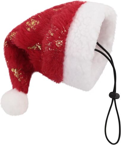 Christmas Santa Hat for Dogs Cats Pet Costume Wear Festival Hat Thanksgiving Holiday Golden Deer Printed (Large) in Saudi Arabia