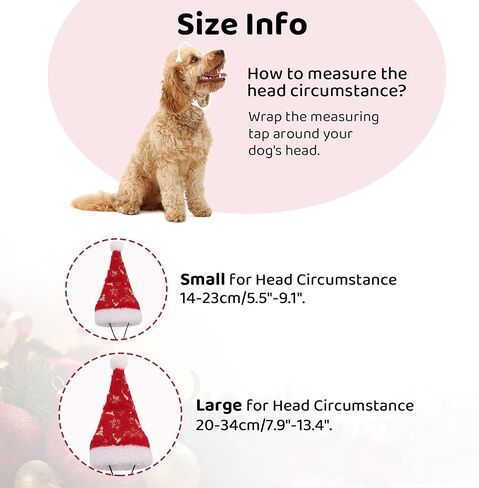 Christmas Santa Hat for Dogs Cats Pet Costume Wear Festival Hat Thanksgiving Holiday Golden Deer Printed (Large) in Saudi Arabia