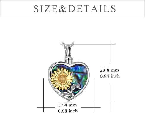 YFN Sterling Silver Sunflower Urn Necklaces for Ashes for Women Men, Abalone Cremation Jewelry for Ashes Memory Necklace Gift, Easter Keepsake for Women in Saudi Arabia