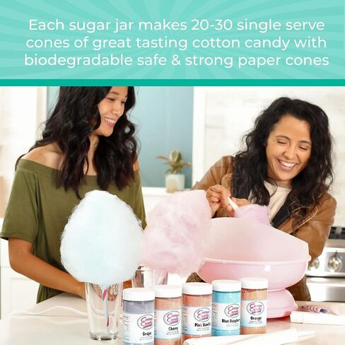 Cotton Candy Express BB1000-S Cotton Candy Machine, with 5-11oz. Jars of Cherry, Grape, Blue Raspberry, Orange, Pink Vanilla Floss Sugar & 50 Paper Cones Easy to Use and Clean in Kuwait