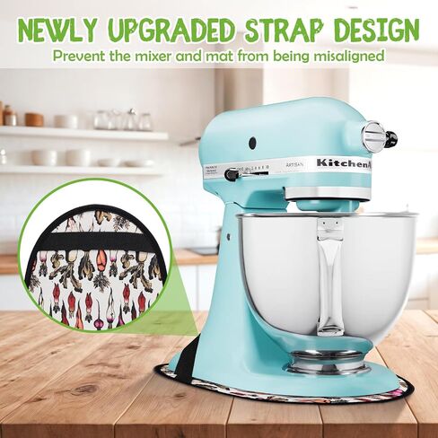 Upgraded Sliding Mat for Kitchen Stand Mixer with Straps and Carrot Pattern, Compatible with 5-8Qt Tilt-Head Mixers, Includes 2 Cable Organizers for Effortless Kitchen Use in Saudi Arabia