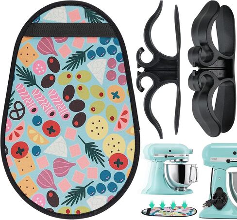 Upgraded Sliding Mat for Kitchen Stand Mixer with Straps and Carrot Pattern, Compatible with 5-8Qt Tilt-Head Mixers, Includes 2 Cable Organizers for Effortless Kitchen Use in Saudi Arabia