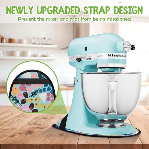 Upgraded Sliding Mat for Kitchen Stand Mixer with Straps and Carrot Pattern, Compatible with 5-8Qt Tilt-Head Mixers, Includes 2 Cable Organizers for Effortless Kitchen Use in Saudi Arabia
