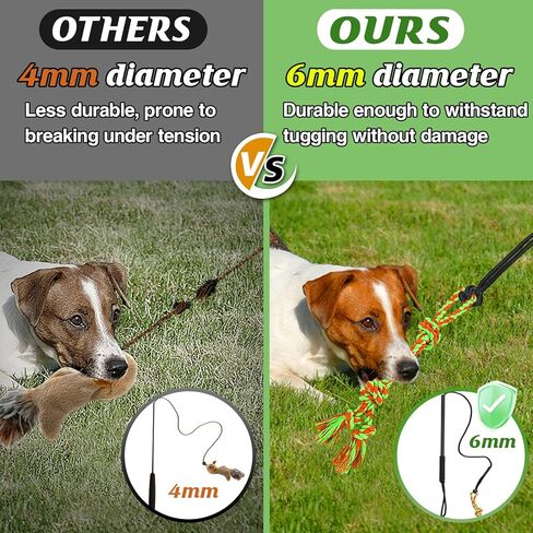 MEWTOGO Flirt Pole للكلاب المتوسطة الصغيرة - هدايا عصا دعابة تفاعلية متينة للكلاب مع حبل قابل للتعديل و2 ألعاب مضغ للكلاب، لعبة مطاردة عصا اللعوب للعب التدريب في الهواء الطلق in Kuwait