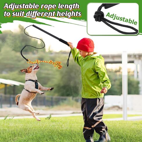 MEWTOGO Flirt Pole للكلاب المتوسطة الصغيرة - هدايا عصا دعابة تفاعلية متينة للكلاب مع حبل قابل للتعديل و2 ألعاب مضغ للكلاب، لعبة مطاردة عصا اللعوب للعب التدريب في الهواء الطلق in Kuwait