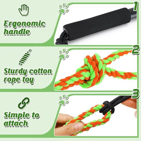 MEWTOGO Flirt Pole للكلاب المتوسطة الصغيرة - هدايا عصا دعابة تفاعلية متينة للكلاب مع حبل قابل للتعديل و2 ألعاب مضغ للكلاب، لعبة مطاردة عصا اللعوب للعب التدريب في الهواء الطلق in Kuwait
