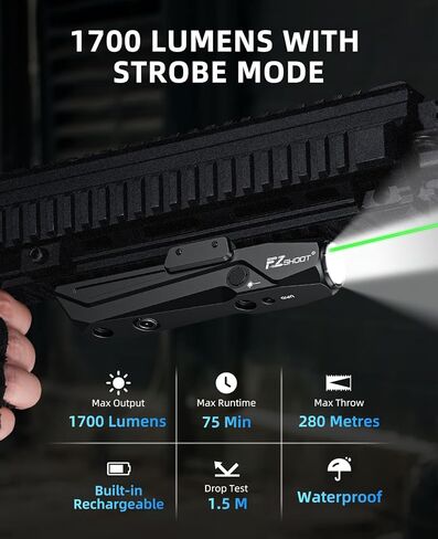 EZshoot 1700 Lumens Tactical Laser Light Combo for Rifle with Magnetic Rechargeable, Rifle Light Rechargeable Compatible with Picatinny and M-Rail, Rifle Flashlight for Home Defense, Hunting in Kuwait