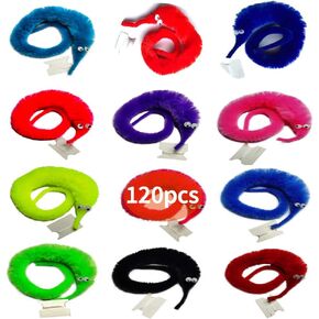 12PCS Fuzzy Worms, Fuzzy Worm Toys, String Worm Pets Fuzzy Worms On String Bulk Trick Toy Party Favors for Kid Cat (6 Colors)