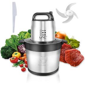 32 Cup Large Capacity Food Processors, Meat Grinder Veggie Chopper with Stainless Steel Bowl 1200W Electric,2 Speed,4 Bi-Level Bladesand Spatula for Baby Food,Meat,Onion,Vegetables,Fruits