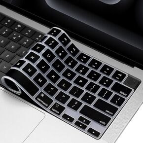 غطاء لوحة مفاتيح من السيليكون لجهاز MacBook Pro 14 بوصة 16 بوصة M4 Pro/Max Chip A3112 A3185 A3401 A3186 A3403 تم إصداره في عام 2024 ملحقات حماية معرف اللمس US/ANSI Layout (أسود)